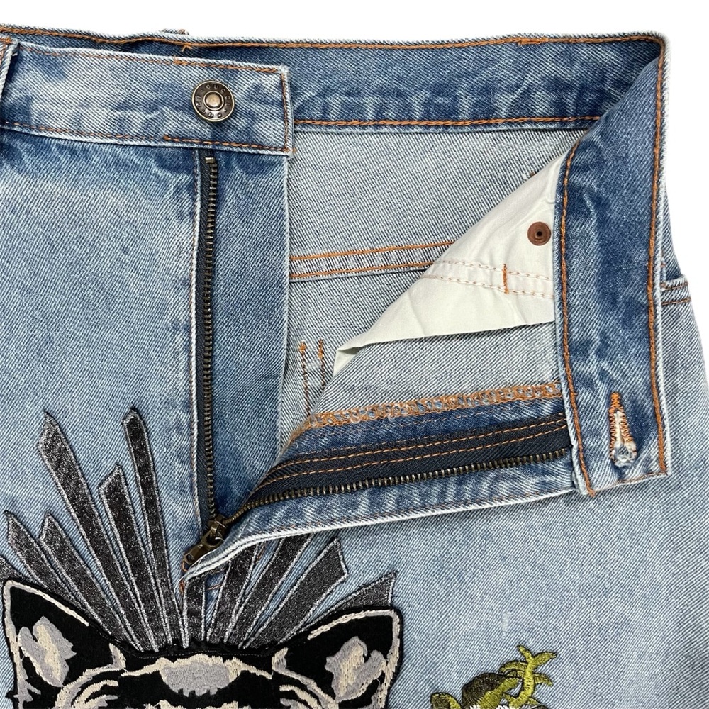 GUCCI Embroidered Cat Floral Denim Skirt US 4 Small - Picture 5 of 14